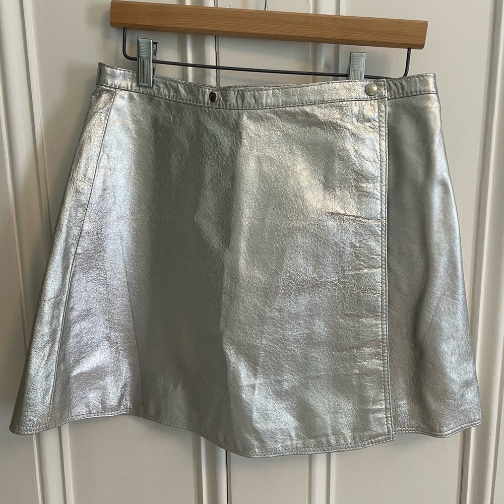 Silver A-Line Leather Mini Skirt for Festival!
